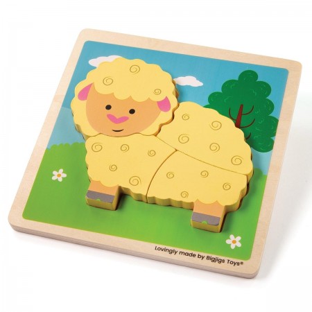Bigjigs Toys - Chunky Lift Out Puzzle - Sheep - Artiwood