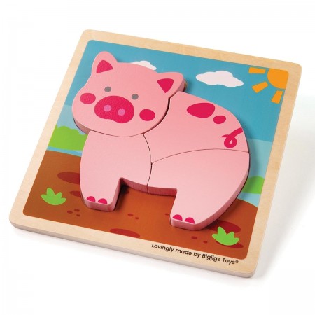 Bigjigs Toys - Chunky Lift Out Puzzle - Pig - Artiwood