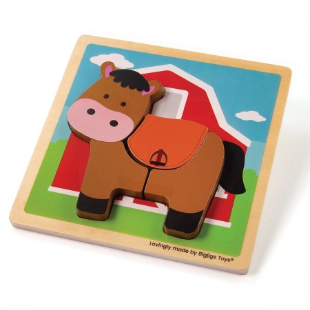 Bigjigs Toys - Chunky Lift Out Puzzle - Horse - Artiwood