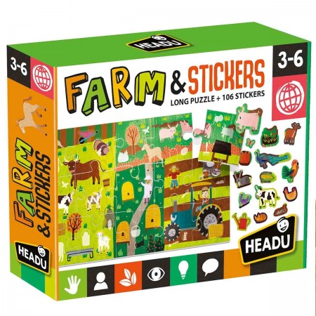 Headu - Puzzle + Stickers The Farm - Artiwood