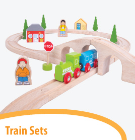 wooden rail train sets